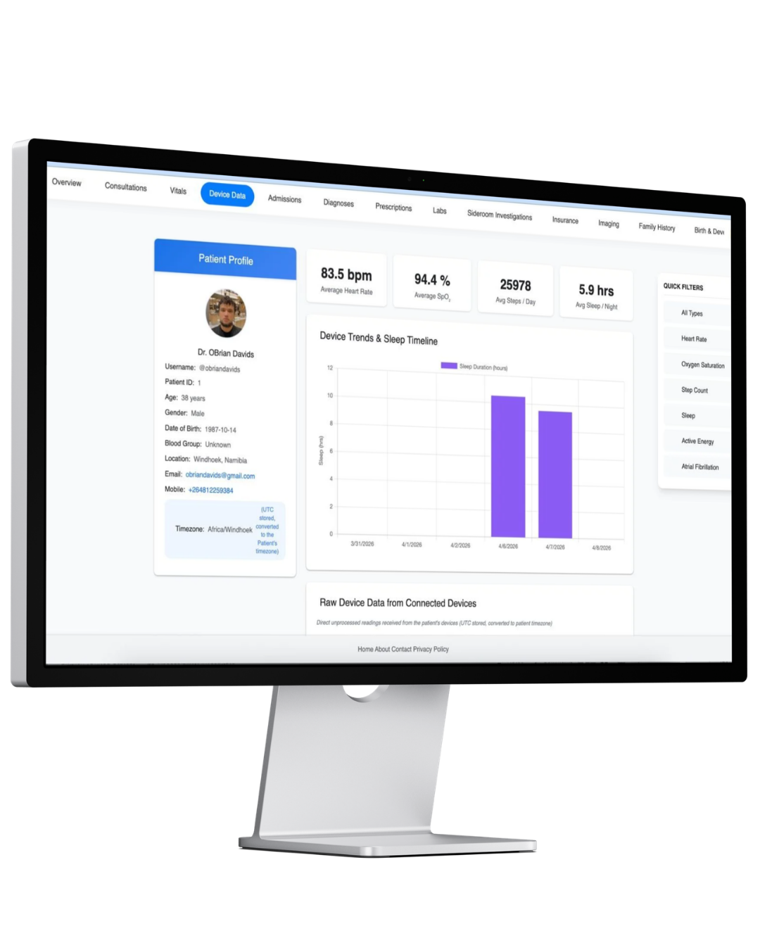 Meditag Me Medical Records Dashboard